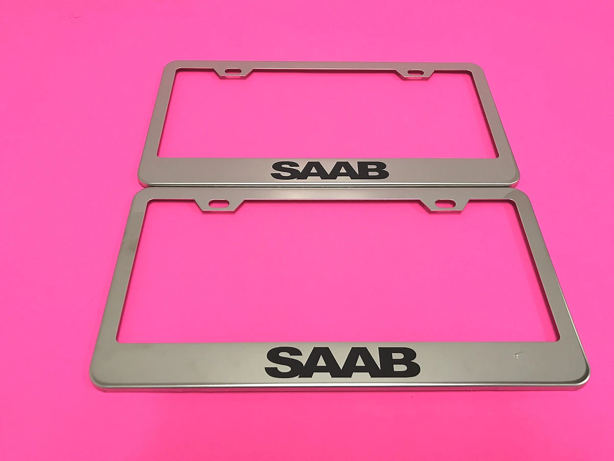 S LINE - BLACK Powder Coated Metal License Plate Frame w/Screw caps 14