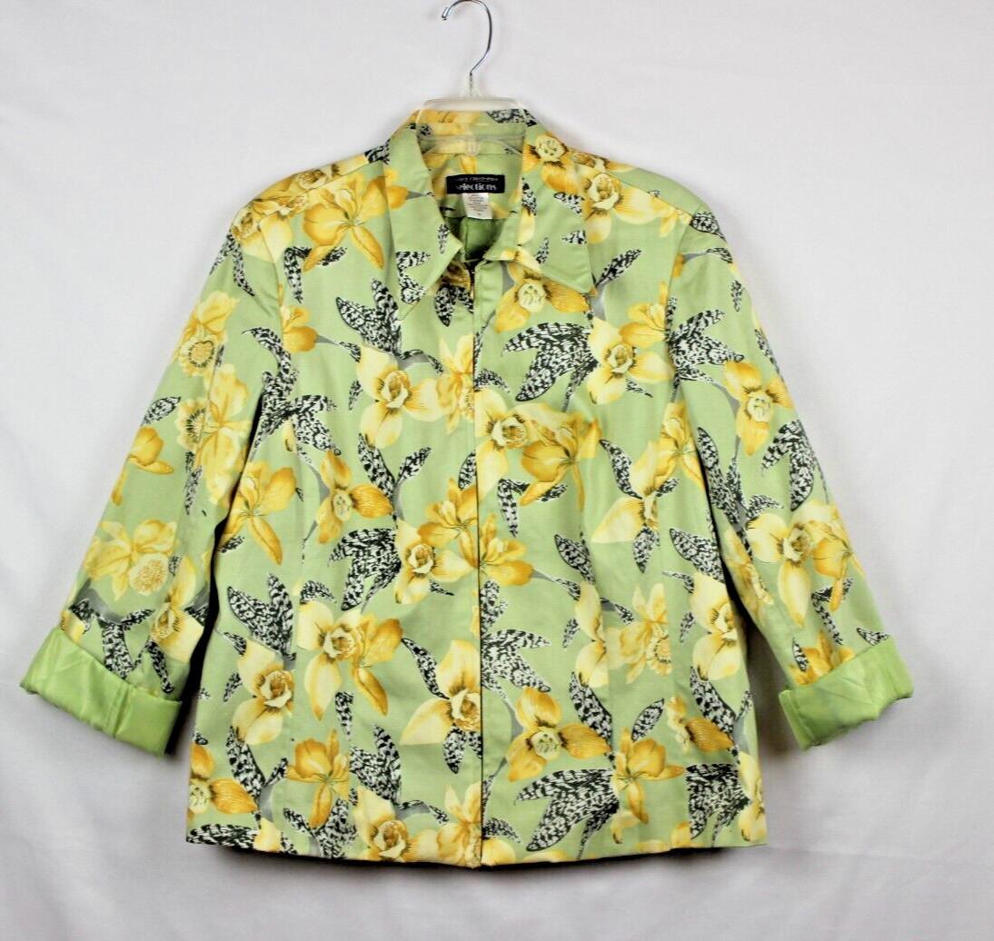 Patrick Christopher Selection Zip Front Green Flo… - image 3