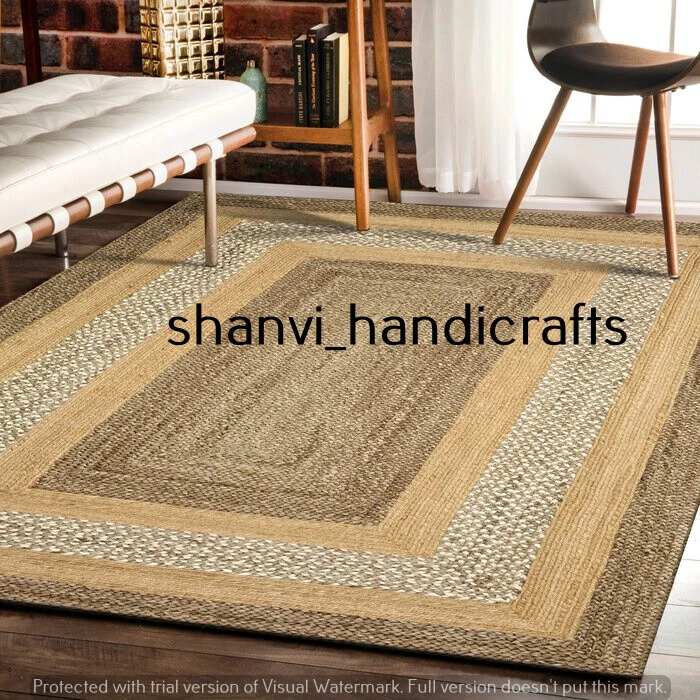 Bohemian Home Decor Rug Jute Rectangle Rug Beautiful Living Room Jute Area Rugs - Image 4 of 4
