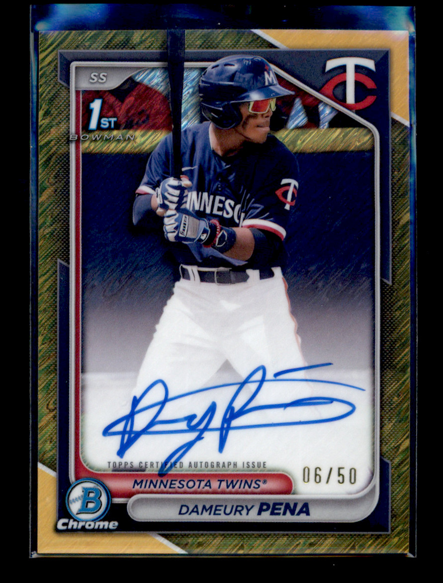 2024 Bowman Chrome CPA-DPE Dameury Pena Gold Shimmer Auto 6/50 Minnesota Twins