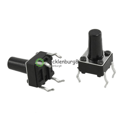 100PCS 6X6X10mm 4-pin DIP Black Tactile Push Button Switch Tact Switch
