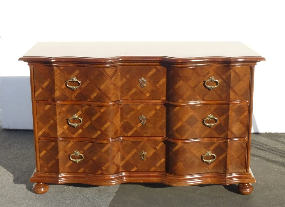 Винтажный французский деревенский комод деревянный паркет змеевик верх сделано в Италии сервант - Изображение 3 из 4