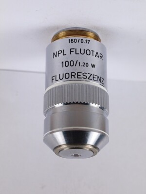 Leitz FLUORESZENZ NPL FLUOTAR 100x W Water Immersion 160 TL Microscope  Objective