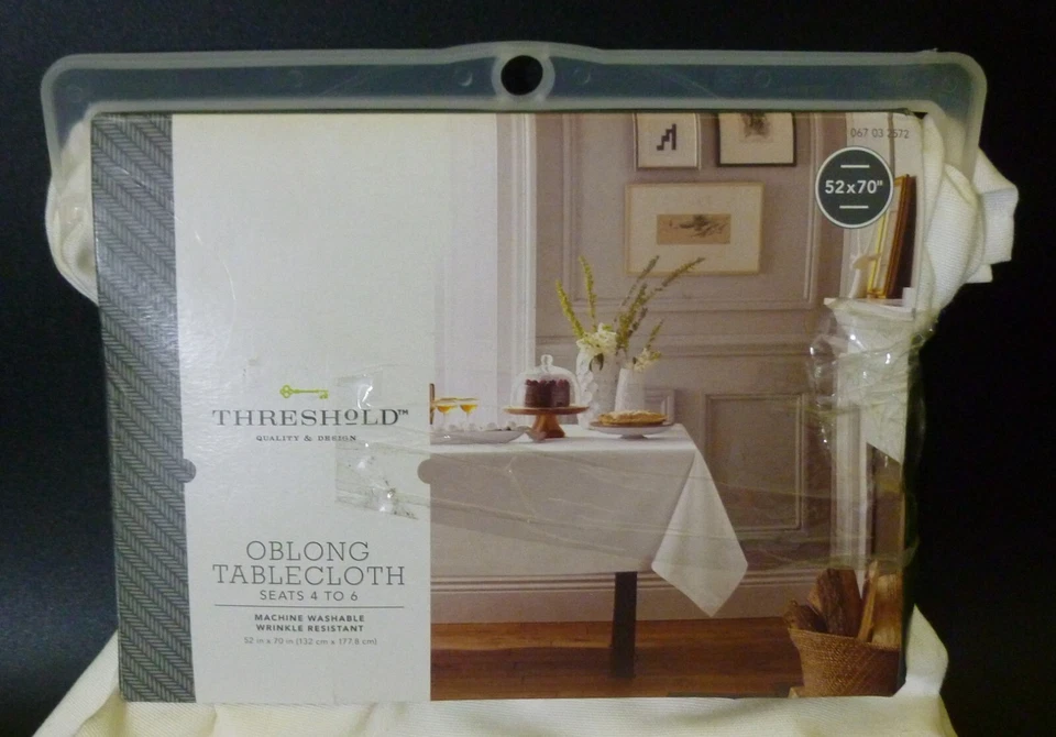 Threshold ~ 52'' W X 70'' L Oblong Rectangular Tablecloth ~ White ~ Read Listing - Image 4 of 4