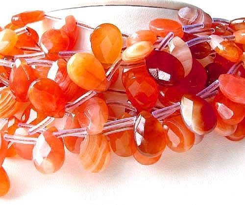 (3) mandarin botswana agate briolette beads 007254