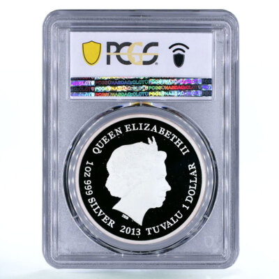 Tuvalu 1 dollar The Pequod Moby Dick Ship Clipper PR70 PCGS silver