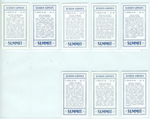 Lote de 23 tarjetas de tabaco Summit Screen Lovers años 30 - Imagen 4 de 4