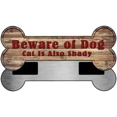 Beware of Dog and Cat 3.5''x9'' Bone Magnet Fridge Refrigerator Kitchen for Home
