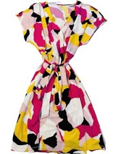 Nine West Summer MIDI Dress Wrap Like Tie Waist Multicolor Size XXL Pink Black