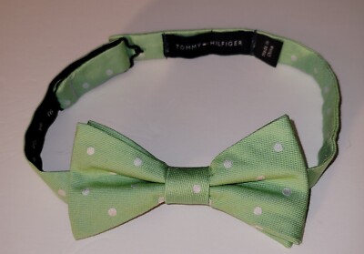 TOMMY HILFIGER green White Polka-dot Silk Pre-tied  display picture 3