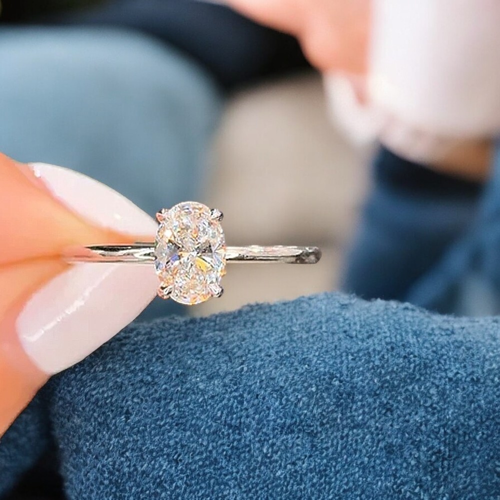 Oval Cut Ct Lab Grown Diamond Engagement Ring IGI Certified 18K White  Gold