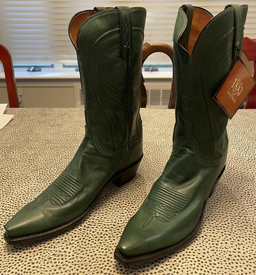 Women's Lucchese Western Boots N8471 5/4 Green Ranch Leather Size