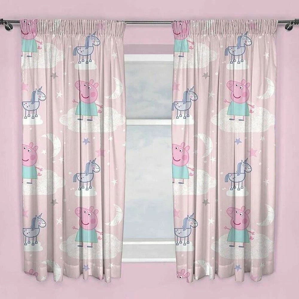 Peppa Pig Stardust Curtains Pair - Childrens Bedroom Playroom - 54" (137cm)  Drop | eBay