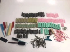 LOT Vintage Wire Brush Hair Rollers/Curlers Snap Over Curlers Picks & Combs
