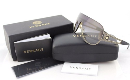 NEW Genuine VERSACE Rock Icons Pale Gold Shield Metal Sunglasses VE 2166 1252/8G - Picture 2 of 10