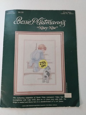 Nitey Nite Cross Stitch Leaflet Bessie P Gutmann VTG Baby Boy Puppy