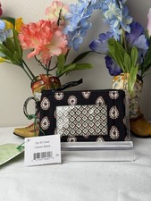 Vera Bradley Classic Black Zip ID Case ID's  Credit Card Holder Keyring NWT