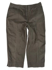 Talbots Stretch Green Flat Front High-Rise Cropped Pants Women's Size 14P