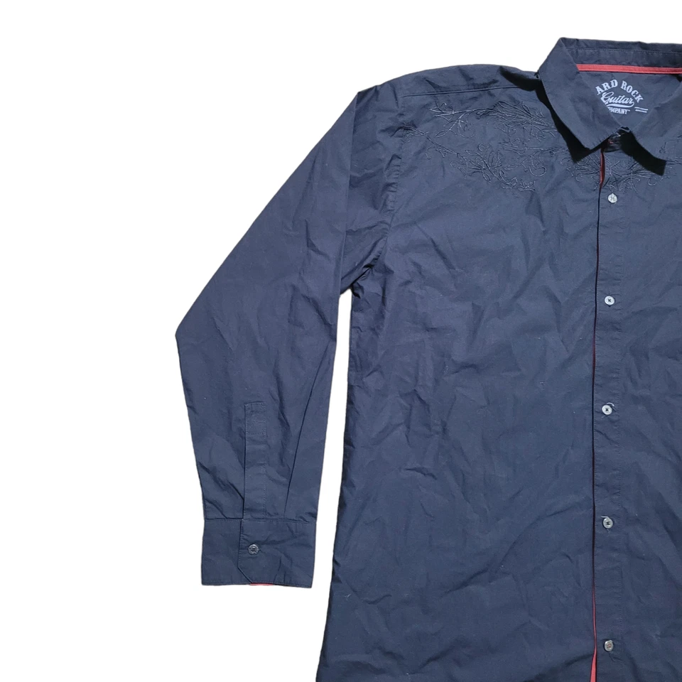 Camisa con botones para guitarra Hard Rock 3XL para hombre bordada manga larga occidental Foto 3 de 4