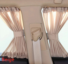 Beige Car Window Curtains Foldable Sunshade Privacy Curtain Set 50x47cm