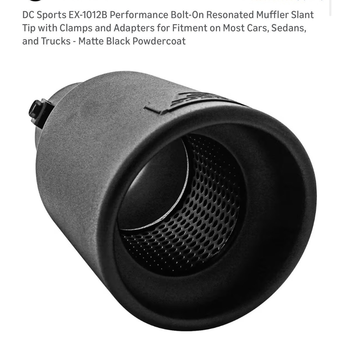 DC Sports Resonated Slant Cut Exhaust Tip Matte Black Powdercoat Clamp On