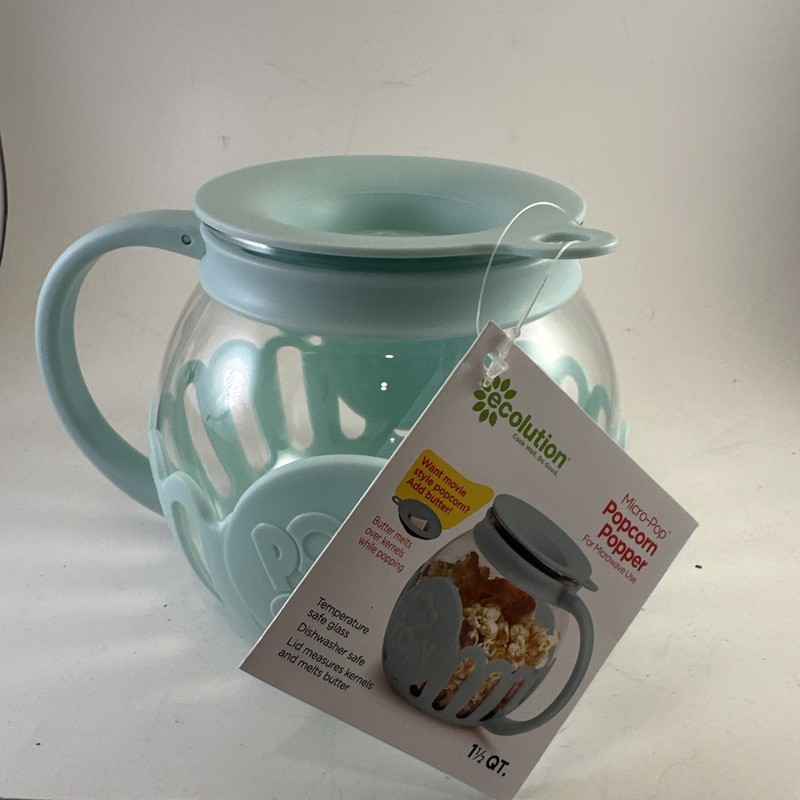 3-in-1 Microwave Popcorn Popper with Temperature Safe Glass & Butter Melting Lid