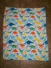 Walmart Dinosaur Baby Blanket White Blue Green Orange Yellow Parent's Choice 