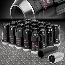 CLOSED END SILVER ALUMINUM SPLINE 16 WHEEL LUG+4 LOCK NUT+KEY M12X1.5 22MMx45MM