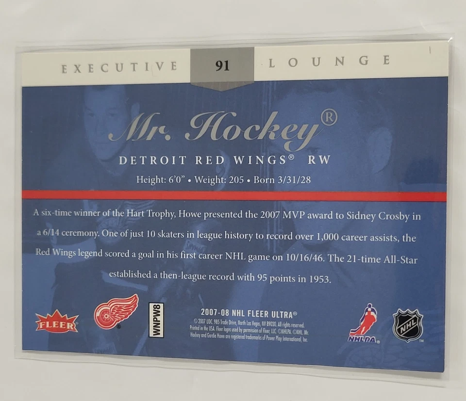 GORDIE HOWE 2007-08 Fleer Ultra FLAIR Showcase SP EXECUTIVE LOUNGE #91 Mr Hockey - Image 2 of 4