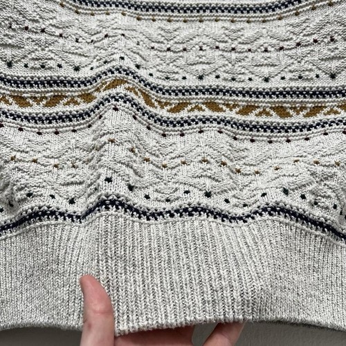 Vintage Cream Chunky-Knit Jumper Mens Size L Heavyweight Van Heusen Sweater 90s - Picture 8 of 8