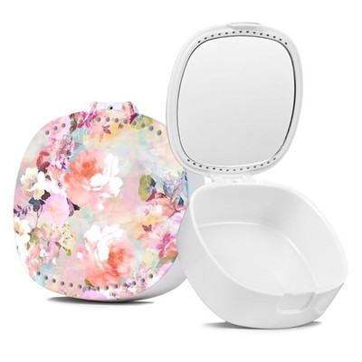 Retainer & Denture Case with Mirror   Pink Flower