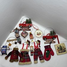 Mixed Christmas Ornaments Lot Of 16-Blocks-Hanging Clothes-BBQ  More