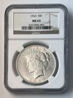 1923 U.S. Peace Dollar Silver $1 - NGC MS 63