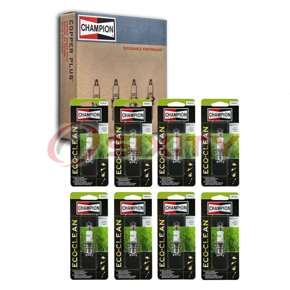 8 pc Champion 851ECO Spark Plugs for 6421 Ignition Wire Secondary hw