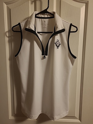 Adrienne Vittadini Quick Dry Sleeveless Top White Black Trim Women's Sz L 