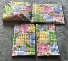 Vintage Cannon 70s Daisy TWIN SIZE Sheet Set Gingham Square Monticello Muslin