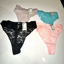 New Set Of 4 No Boundaries Thong Panties XXXL 22 Pink, Black, Taupe, Teal