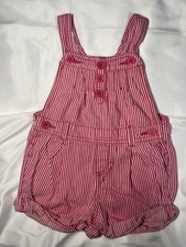 Vintage OshKosh B  gosh Vestbak Pink White Stripe Shortalls Girls 24M