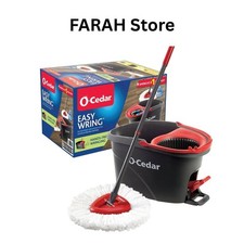 O-Cedar Easy Wring Microfiber Spin Mop, Bucket Floor Cleaning System, Red, Gray