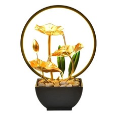 Fontana da Tavolo con Porta USB, Cascata, Pietre Naturali e Luci LED ad Anello1340