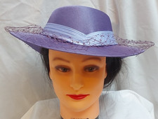 Vintage 80's Ladies C&A purple  'Homburg' hat Veil & Bows - Classic/Church etc