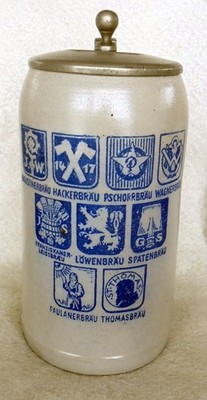 ALT Humpen Bierkrug Brauerei München um 1930 Krug Zinn 1 L Sammelkrüge