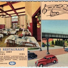 c1940s Marshalltown, IA Stone's Restaurant Linen Postcard on Railway Viaduct A89