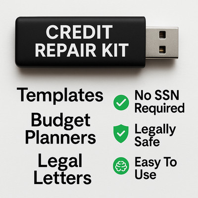  DIY Credit Repair Kit  | Templates, Dispute Letters, Budget Planner | Ships USB