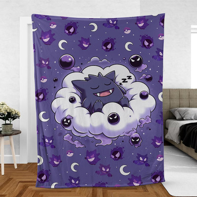 Anime Gengar Fleece Blanket, Cozy Plush Throw, Perfect Gift for Him