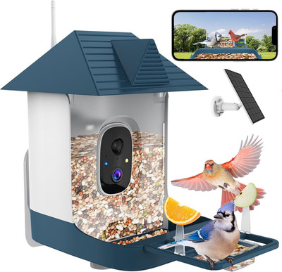Bird Feeder with Camera,Wifi Outdoor Smart Bird Feeder Camera with Built-In AI B