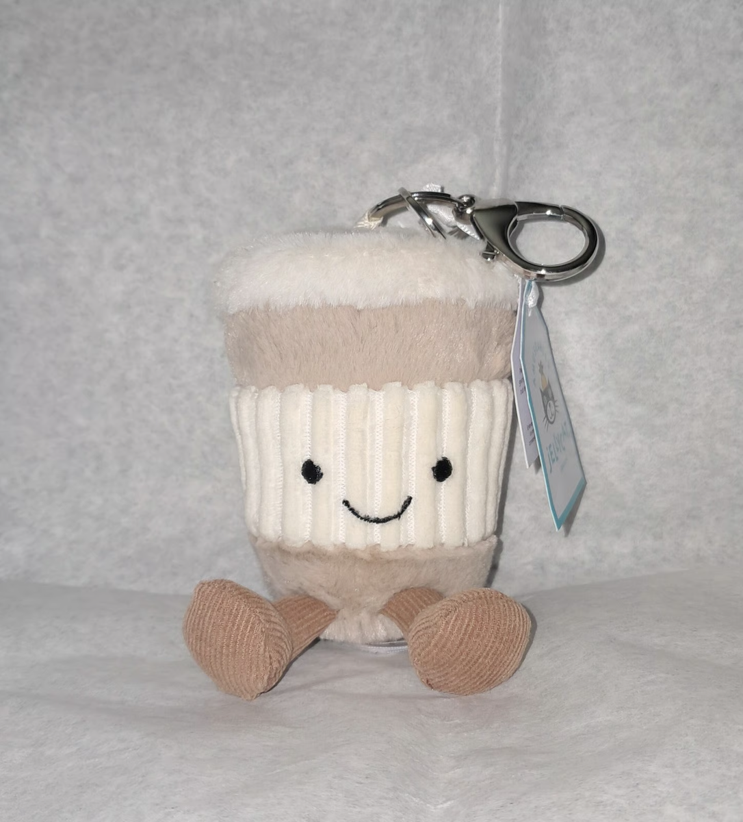 Jellycat Amuseables Coffee To Go Bag Charm Plush Keychain - NWT w