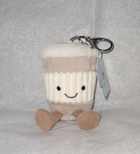 Jellycat Amuseables Coffee To Go Bag Charm Plush Keychain - NWT w/ Dust Bag Gift