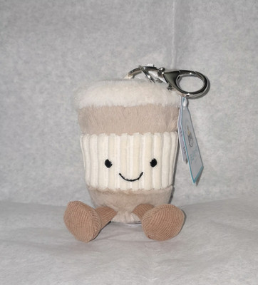 Jellycat Amuseables Coffee To Go Bag Charm Plush Keychain - NWT w