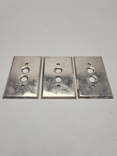 3 Vtg Hart & Hegeman Push Button Switch Plate Covers Hartford CT Chrome & Brass